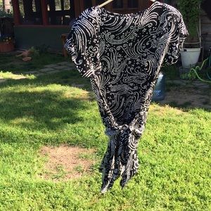 Vintage Liz Claiborne silk B&W print dress